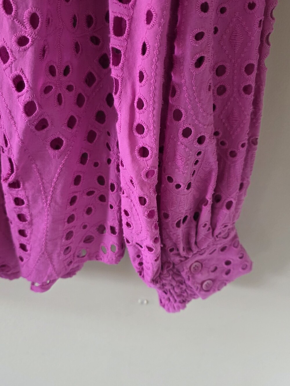 NWT Chico’s L Boho Romantic Resortwear Orchid Pink Eyelet Balloon Sleeve Blouse - Picture 14 of 16